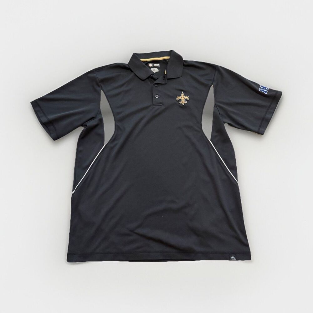 NFL Team Apparel New Orleans Saints NFL Football Polo Shirt Black/Gold - L